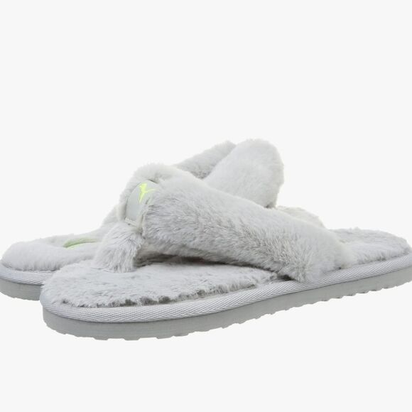Puma Fluff Flip Slippers- Grey - Picture 1 of 9